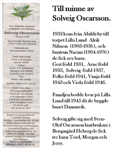 Solveig Oscarsson 1937-2019