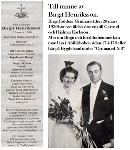 Birgit Henriksson 1930 - 2019