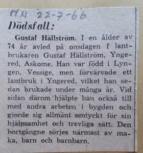 Gustaf Hällström, Yngered