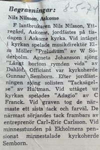 Nils Nilsson, Yttregård, Askome