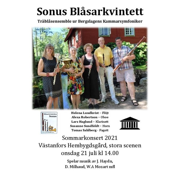 Sonus Blåsarkvintett 2021, rekt ons 21 juli kl 14