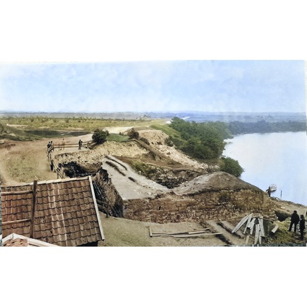 Falkenbergs hus vid utgrävning 1885