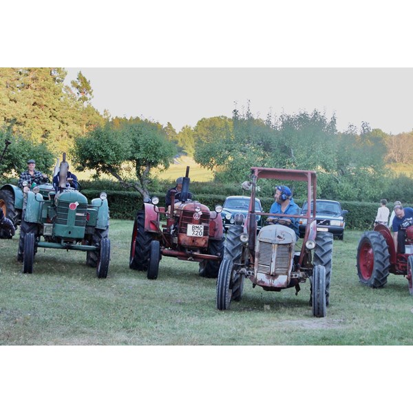 Nytt för året ett gäng traktor-entusiaster med sina veteranfordon.