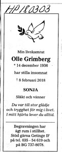 180303 Dödsannons Olle Grimberg