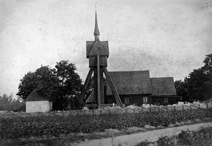 Träkyrkan Malexander innan rivning 1881