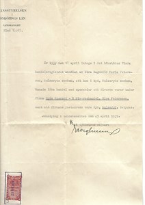 Ryd, Dalen, Eira Peterssons intyg att idka handel 1939