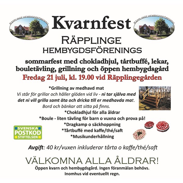 Kvarnfest 21 juli 2023 - affisch
