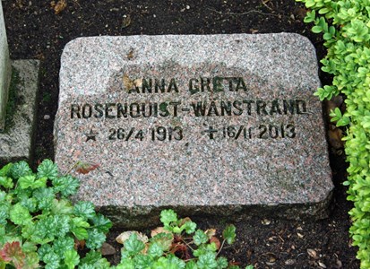 Gravsten Riseberga Anna Greta Rosenqvist Wänstrand