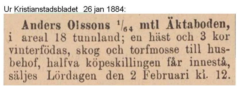 Anders Olssons försäljning av Äktaboden 1884