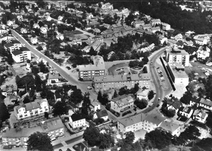 Östra torget 1966 flygfoto