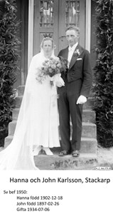 Foto på brudparet som tog över gården 1934