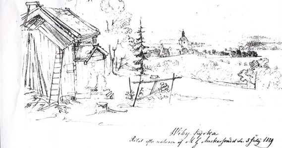 Viby Kyrka från Fröjdesalen 1829.jpg